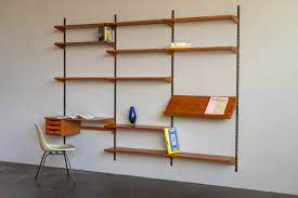 Danish Modern Teak Wall Shelf With Desk