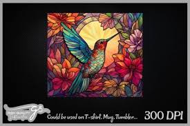 Hummingbird Flowers Stained Glass