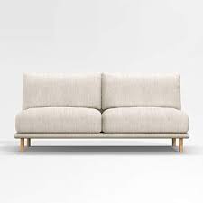 Wells Armless Sofa With Natural Leg