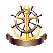 Nautical Emblem With Golden Anchor