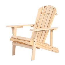 Natural Solid Wood Adirondack Chair Outdoor Patio Furniture For Backyard Garden Lawn Porch
