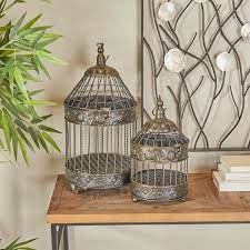 Metal Bird Cage Set Of 2 Garden Decorative Item