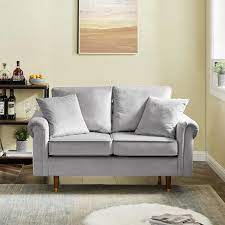 Gray Velvet Loveseat Sofa
