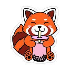 Kawaii Red Panda Drinking Boba Bubble