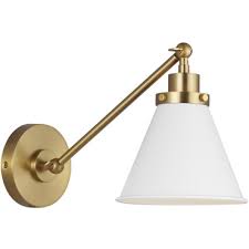 Visual Comfort Studio Cw1131mwtbbs One Light Wall Sconce Wellfleet Matte White And Burnished Brass