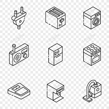 Home Appliances Glyph Isometric Icons