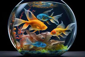 Colorful Fish Swimming In Fishbowl