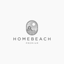 House Beach Line Art Logo Icon Design