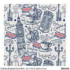 London England Icon Pattern Fabric