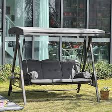 Outdoor 3 Seat Garden Swing Chair Steel