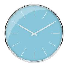 Blue Modern Round Metal Wall Clock