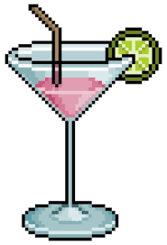 Pixel Art Cocktail Drink In Glass With
