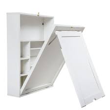 White Wood Wall Mounted Fold Down Desk