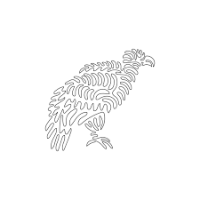 Single One Line Drawing Vulture Bird Of