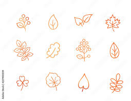 Autumn Icon Set Fall Leaves And