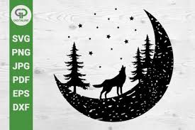 Wolf Howling At The Moon Svg Graphic By
