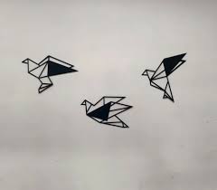 Mild Steel Black Origami Flying Birds