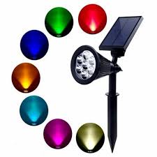 Rgb 7 Led Colour Garden Solar Spotlight