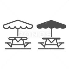 Camping Table And Bench With Umbrella