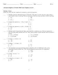 Advanced Algebra 1 Practice Mid Term