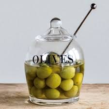 Olive Jar Clear Glass With Lid And