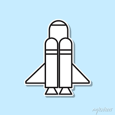 Rocket Sticker Icon Simple Thin Line