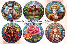 Stained Glass Beauty And Beast Clipart