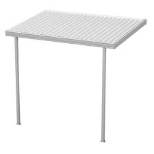 Integra 12 Ft X 8 Ft White Aluminum Attached Solid Patio Cover With 2 Posts 10 Lbs Live Load