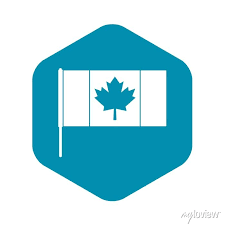 Canada Flag With Flagpole Icon Simple
