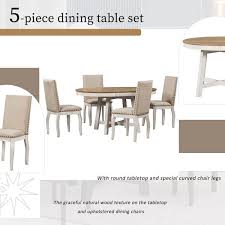 Wood Extendable Dining Table Set Seats