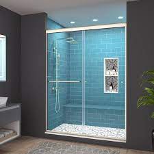 Es Diy 50 54 In W X 70 In H Sliding Frameless Shower Door In Brushed Nickel With 1 4 In 6 Mm Clear Glass