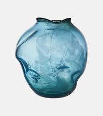 Krater Glass Vase In Blue Alexa