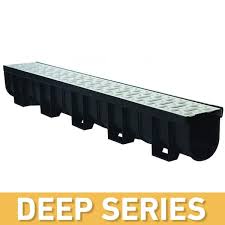 U S Trench Drain Deep Series 5 4 In W X 5 4 In D X 39 4 In L Trench And Channel Drain Kit With Stainless Steel Grate Black Metallic