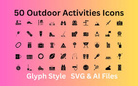 Outdoor Activities Icon Set 50 Glyph