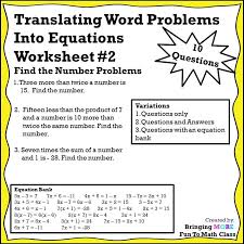 Translating Word Problems To Equations