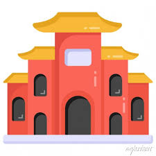 Chinese Temple Flat Icon Editable