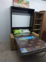 Double Bed Black Murphy Bed With Sofa
