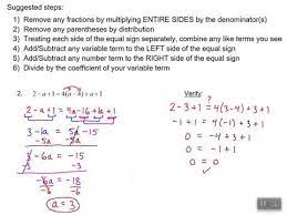 Solving Multi Step Equations With