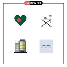 Set Of 4 Commercial Flat Icons Pack For