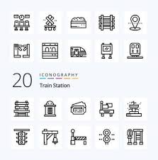 20 Train Station Line Icon Pack Like