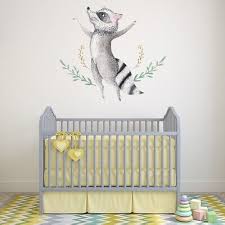 Cute Raccoon Nursery Wall Decal Sticker