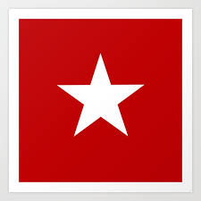 White Star On Red Background Art Print