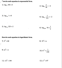 Each Equation In Exponential Form