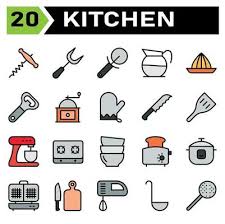 Kitchen Equipment Icon Set Include