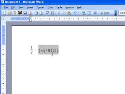 Fraction In Microsoft Word 2003