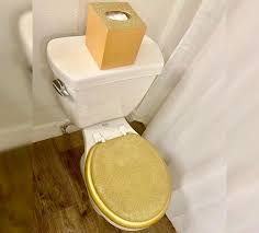 14k Gold Glitter Hand Painted Toilet