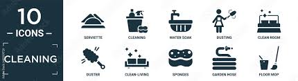 Filled Cleaning Icon Set Contain Flat