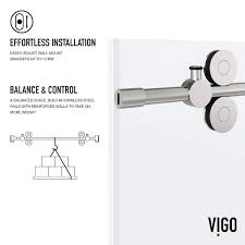 Vigo Frameless Shower Door Clear Stainless Steel 60 W X 74 H
