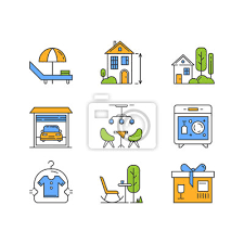 Apartment Amenities Color Icons Set