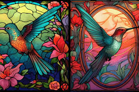 Stained Glass Hummingbird Backgrounds